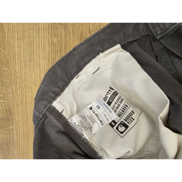 Carhartt Rugged Flex Relaxed Fit Grey Canvas Work Shorts BS2514 Normcore Gorp 42 - Picture 6 of 7